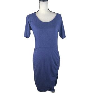 Athleta Ruched Skirt Pima Modal Blend Short Sleeve Stretch Dress S Tall